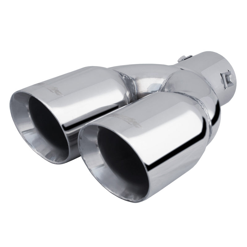 Simoni Racing, Tailpipe, Double Round/Slanting Inox - 2xØ76xL240mm - Installation 34-60mm