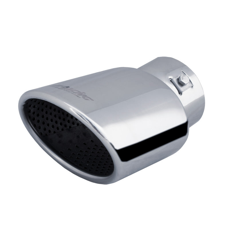 Simoni Racing, Exhaust Tip, Oval/Slanting Inox - 86x118xL160mm - Installation 44->76mm