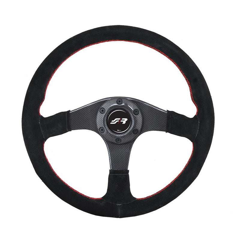 Simoni Racing, Sport Steering Wheel, Walter - Carbon - Black Suede + Red Stitching - Diameter 350mm