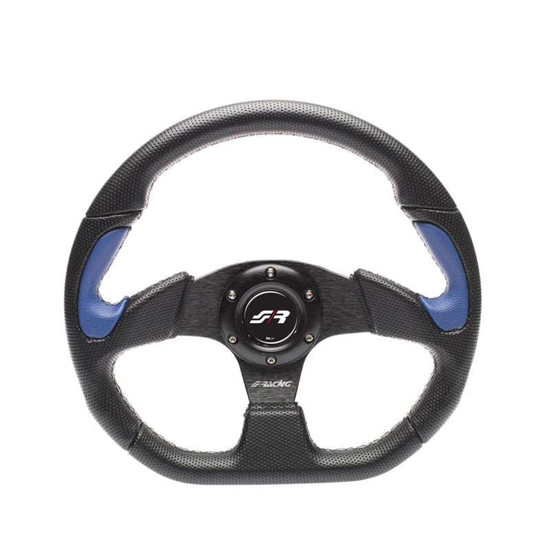 Simoni Racing, Sport Steering Wheel, X2 Poly Pelle - Black Ecoleather/Blue - Diameter 330mm