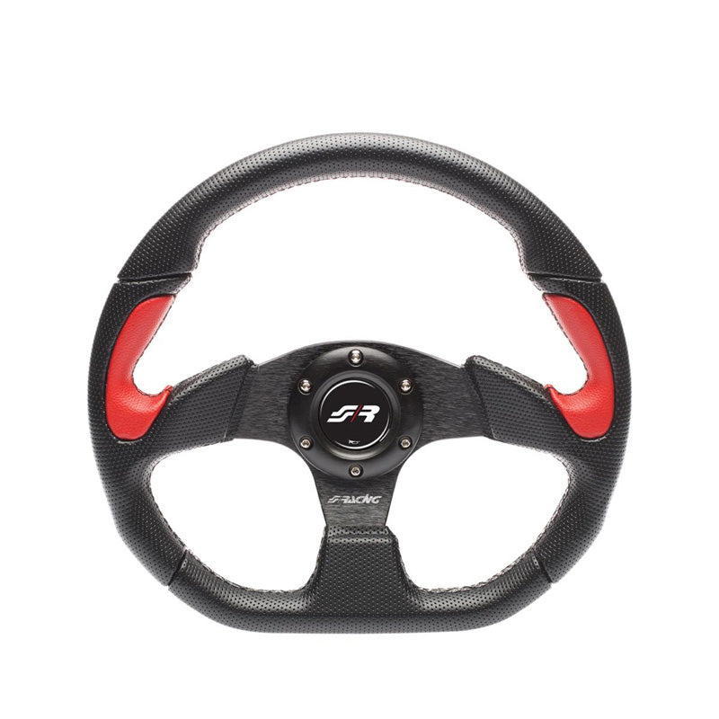 Simoni Racing, Sport Steering Wheel, X2 Poly Pelle - Black Ecoleather/Red - Diameter 330mm