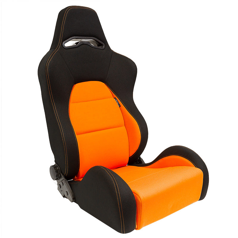 AutoStyle, siège sport 'Eco' - noir/orange - dossier réglable des deux côtés - incl. glissières