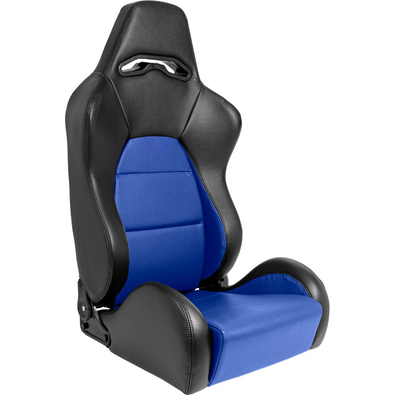 AutoStyle, Sports Seat 'Eco' - Black/Blue synthetic leather - Left-side adjustable backrest - includes rails