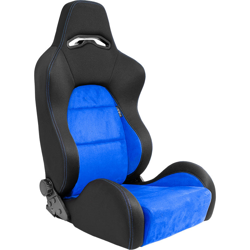 AutoStyle, Sports Seat 'Eco Soft' - Black/Blue - Double-adjustable backrest - Includes sliding rails