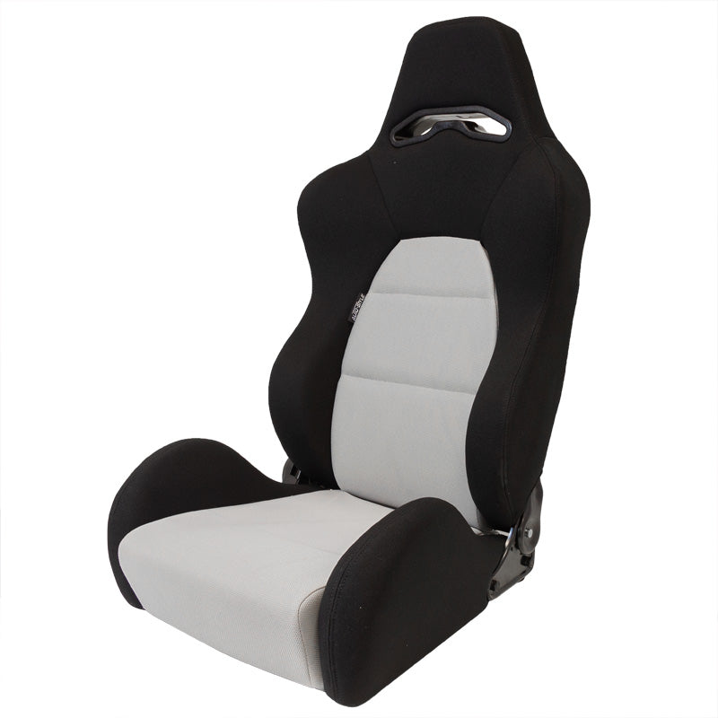 AutoStyle, Sports Seat 'Eco' - Black/Grey - Right-side adjustable backrest - Includes sliding rails