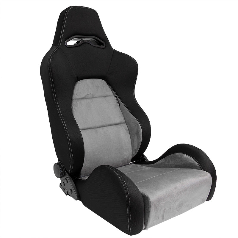 AutoStyle, Sports Seat 'Eco Soft' - Black/Grey - Double-adjustable backrest - includes sliding rails