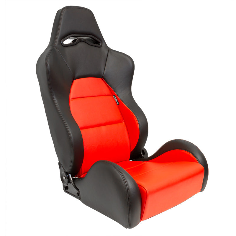 AutoStyle, Sports Seat 'Eco' - Black/Red - Left adjustable backrest - includes rails