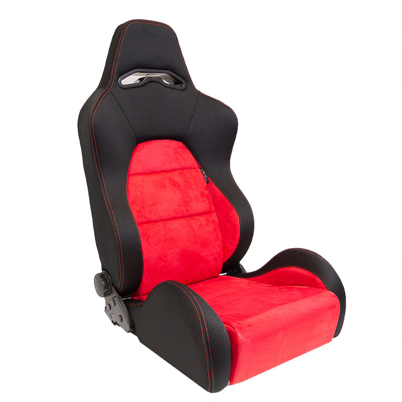 AutoStyle, sportstoel 'Eco Soft' - zwart/rood - dubbel verstelbare rugleuning - incl. rails