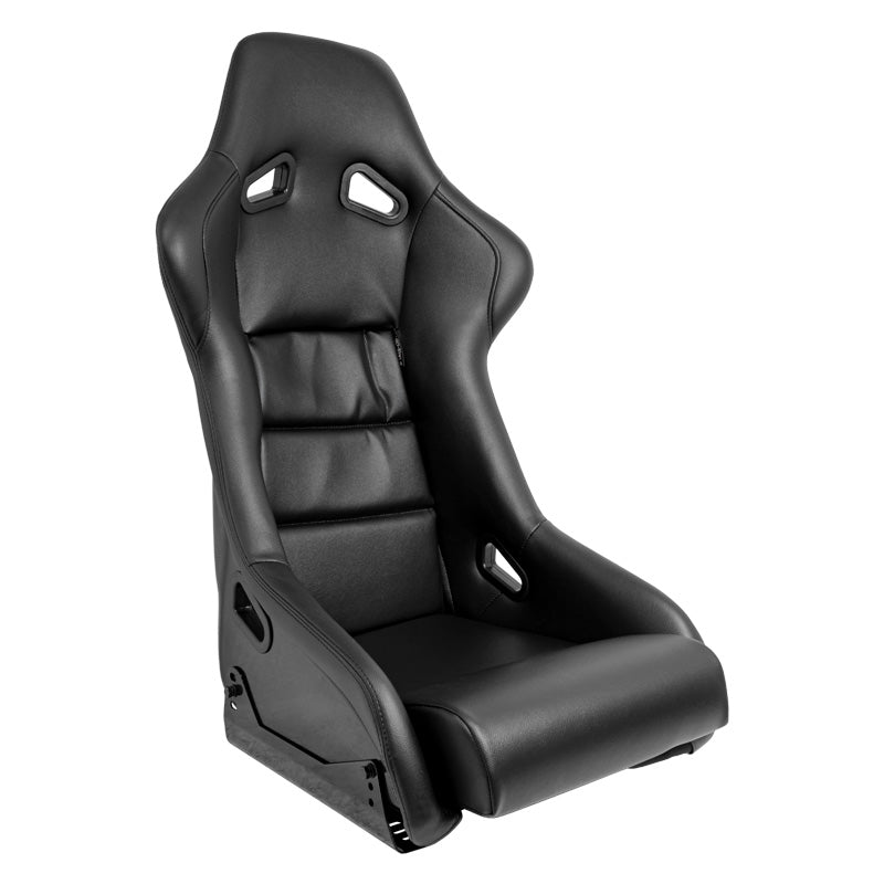 AutoStyle, Sport Seat 'BS1' - Black Synthetic Leather - Fixed Polyester Backrest - Incl. sliders