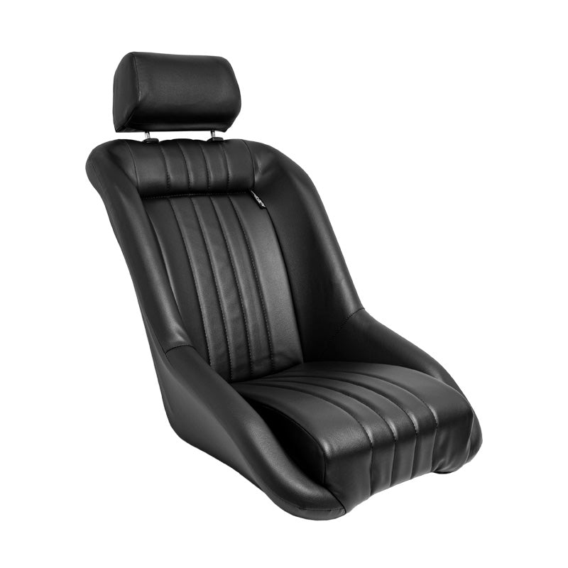 AutoStyle, sportstoel 'Classic' - Zwart synthetisch leer - vaste rugleuning + hoofdsteun - incl. railsysteem