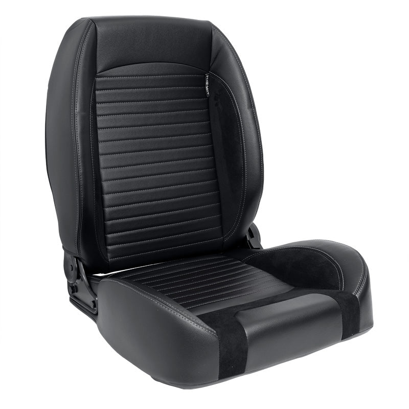 AutoStyle, Sport Seat 'Classic II' - Black Synthetic Leather + Suede - Left Side Adjustable Stool - Incl. sliders