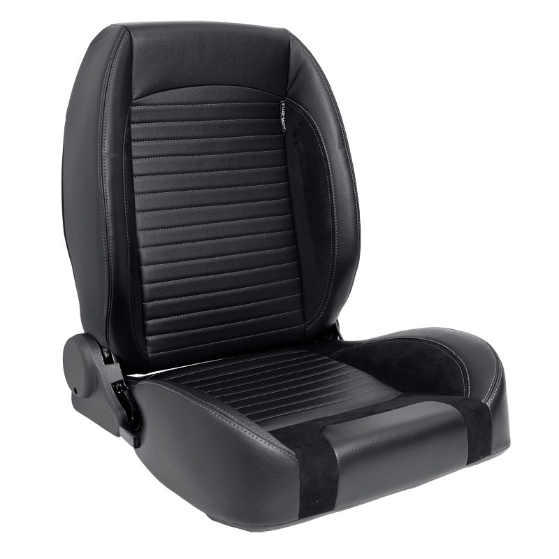 AutoStyle, Sport Seat 'Classic II' - Black leather look + suede + grey stitching - Right Side Adjustable Backrest - Incl. slide rails