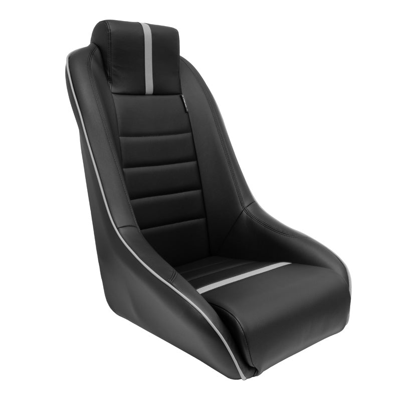 AutoStyle, Sport Seat 'Classic RS' - Black/Gray - Fixed back + Integrated headrest - incl. rails