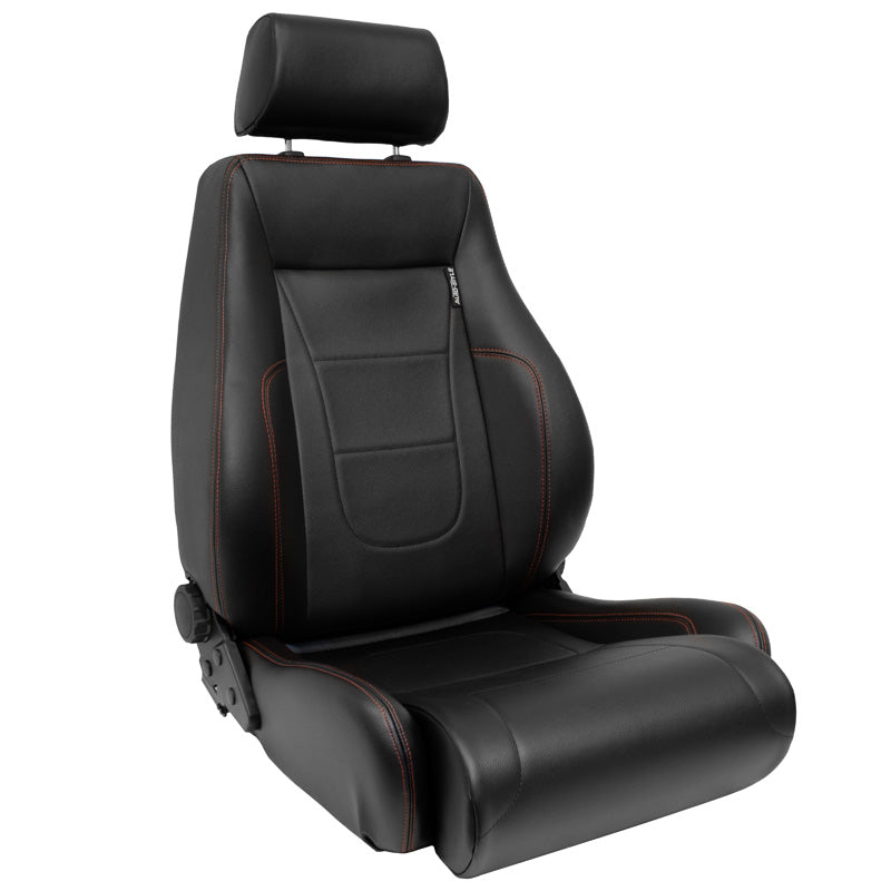 AutoStyle, Sports Seat 'Retro II' - Black synthetic leather with red stitching - Double adjustable backrest - incl. sliding mechanisms