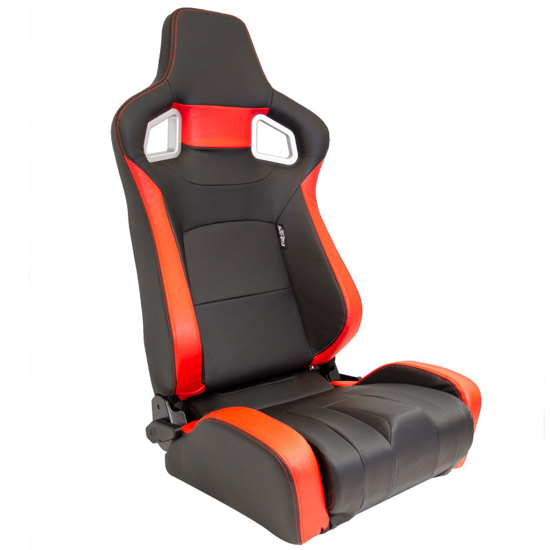AutoStyle, Sports Seat 'RS6-II' - Matte black/red - Double adjustable backrest - incl. sliding rails