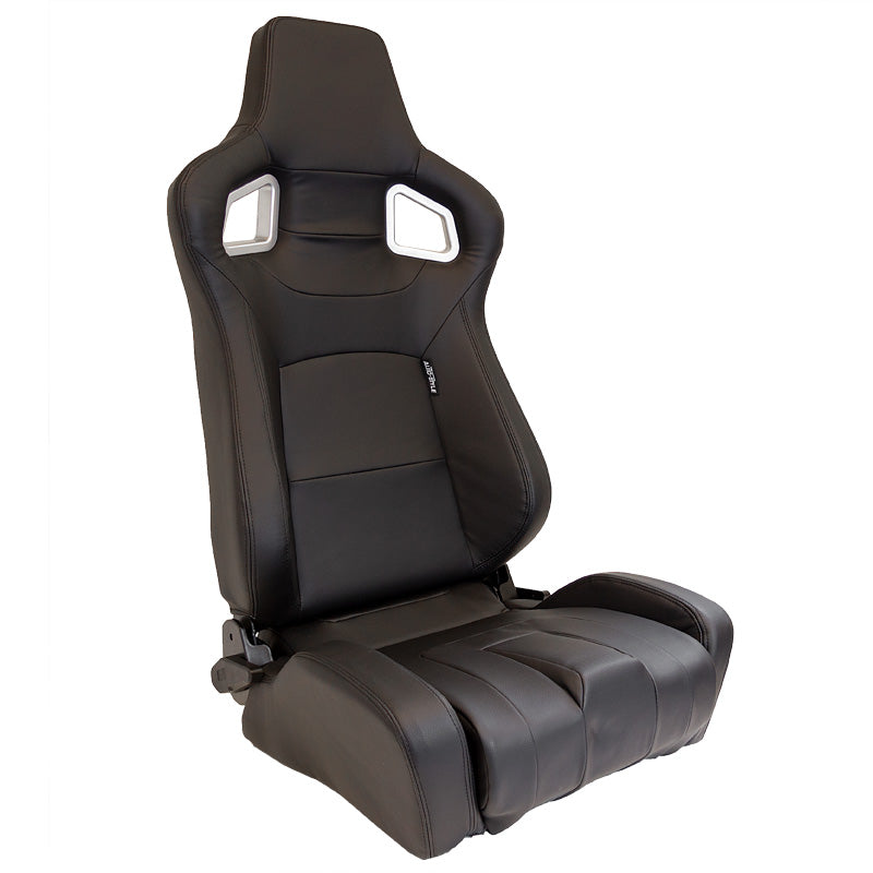 AutoStyle, Sports Seat 'RS6-II' - Matt black leather look - Double adjustable backrest - incl. sliding rails