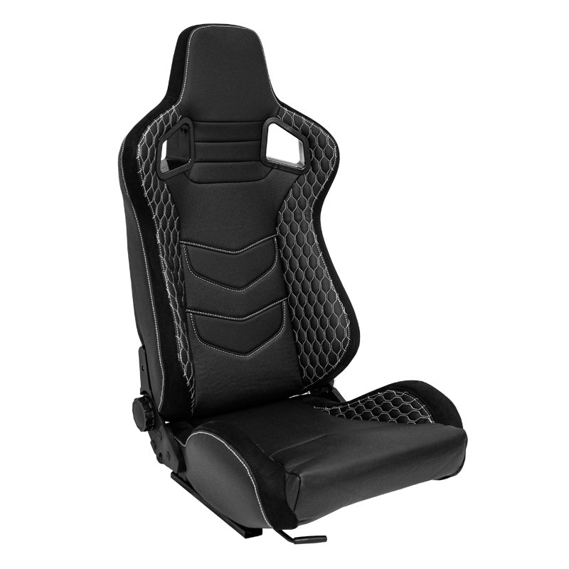 AutoStyle, siège sport 'JW' - cuir synthétique noir avec surpiqûres argentées - dossier doublement réglable - incl. glissières