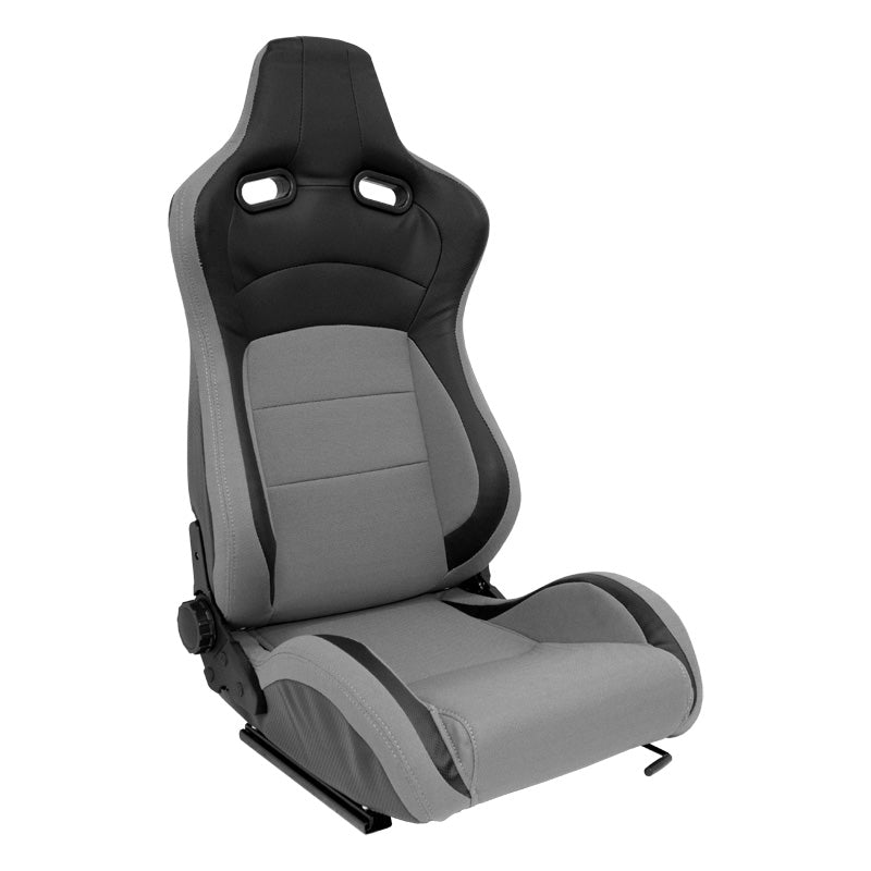 AutoStyle, Sports Seat 'MS' - Black/Grey - Double adjustable backrest - incl. rails