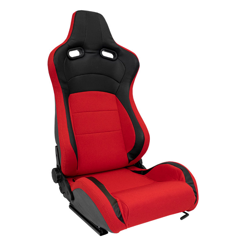AutoStyle, Sports Seat 'MS' - Black/red - Double adjustable backrest - incl. rails