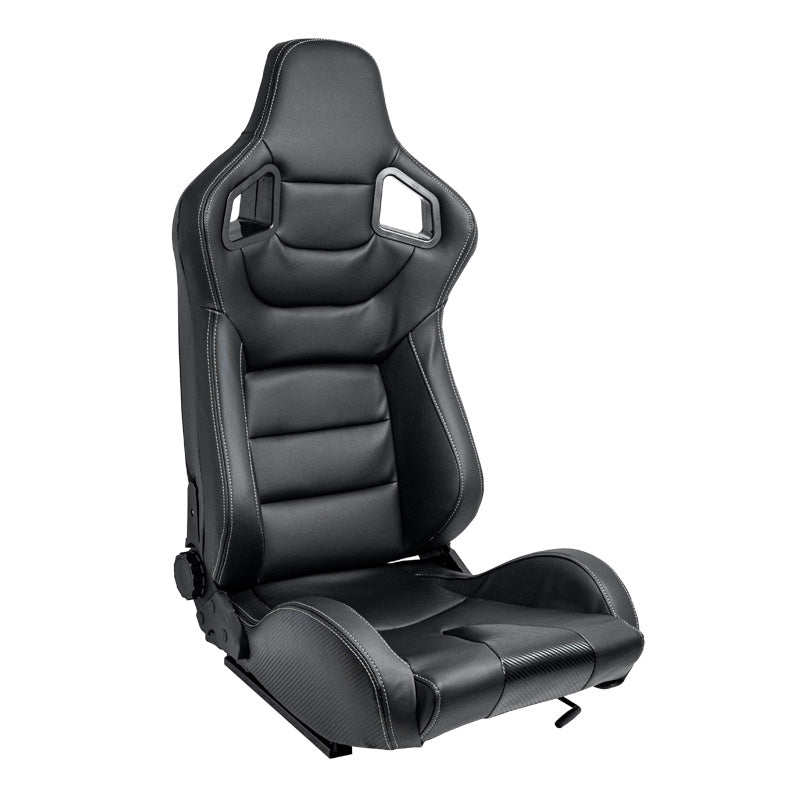 AutoStyle, siège sport 'RK' - aspect cuir noir avec surpiqûres argentées - dossier doublement réglable - incl. glissières