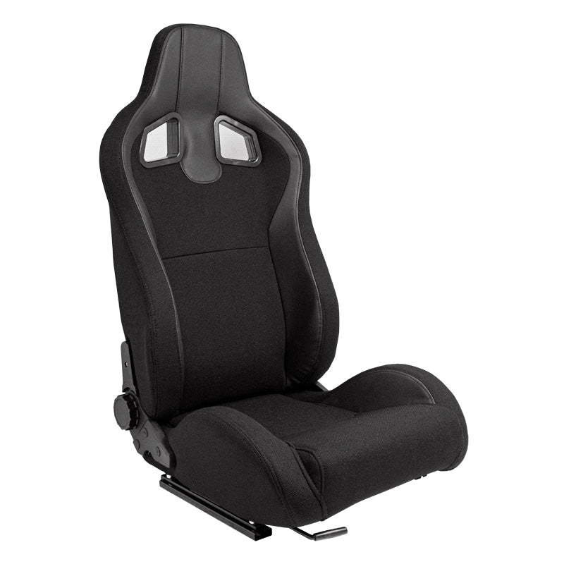 AutoStyle, Sports Seat 'MR' - Black leather look + Black fabric - Double adjustable backrest - incl. sliding rails