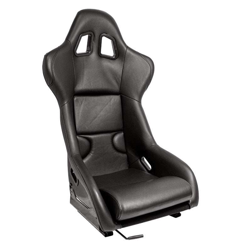 AutoStyle, siège baquet « RR » - simili cuir noir - dossier fixe en fibre de verre - rails coulissants inclus
