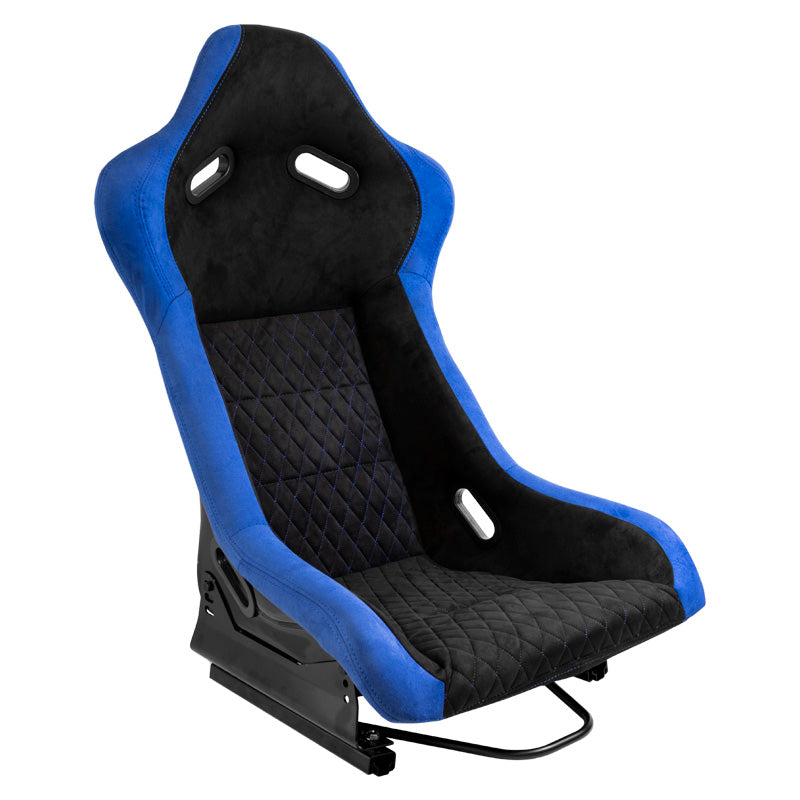 AutoStyle, siège baquet « LV » - noir/bleu - dossier fixe en fibre de verre - rails inclus