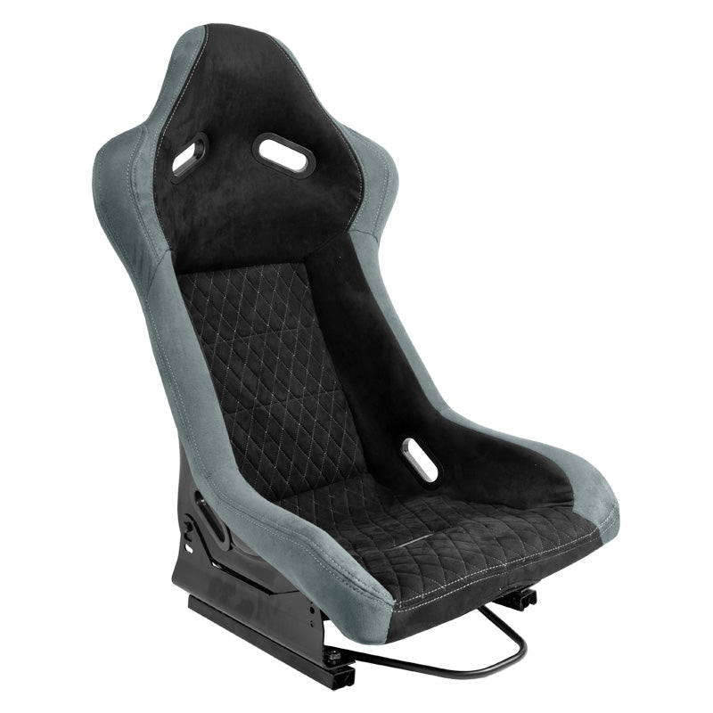 AutoStyle, siège baquet « LV » - noir/gris - dossier fixe en fibre de verre - rails coulissants inclus