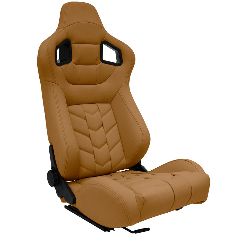 AutoStyle, Sports Seat 'GK' - Beige synthetic leather - Double adjustable backrest - Incl. slides