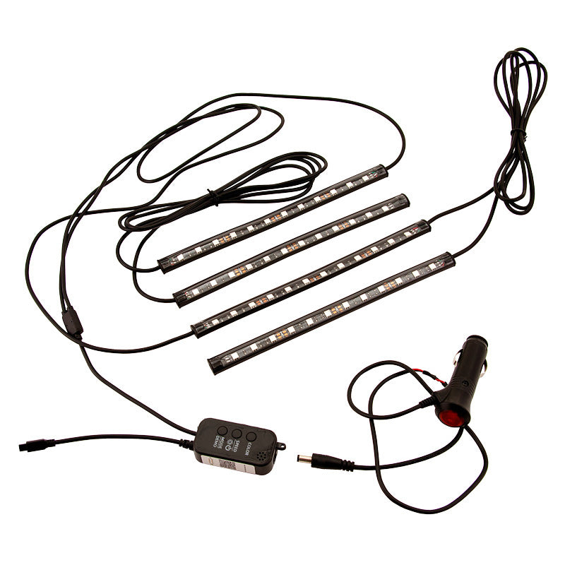 Blanco, Smartphone-controlled LED strips for car interior - Multi-colour - Set of 4 pcs.