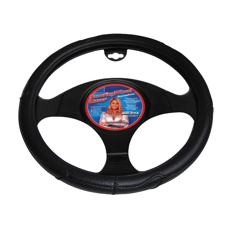 AutoStyle, Universal Steering Wheel Cover - 37-39cm - Black PVC Anti-Slip