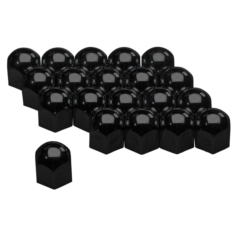 AutoStyle, Set van 20 metalen wielmoerdoppen - Zwart - 17mm