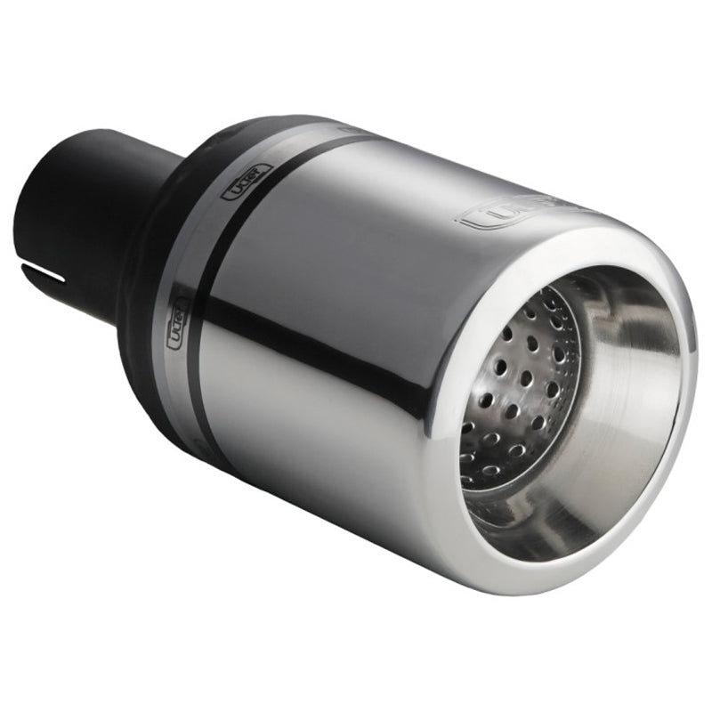Ulter Sport, Uitlaatsierstuk - Rond Ø100mm brede rand - Lengte 120mm - Montage ->50mm - Inox