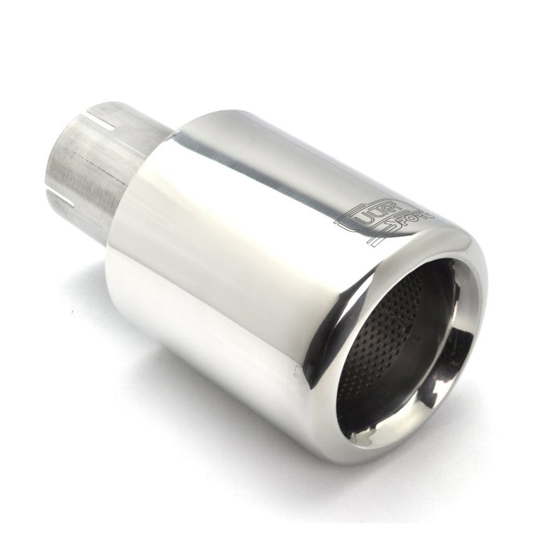 Ulter Sport, Uitlaatsierstuk - Rond Ø100mm brede rand - Lengte 180mm - Montage ->50mm - Inox