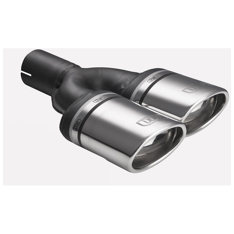Ulter Sport, Tailpipe (right) - Double Oval 95x65mm Slanted - Length 200/180mm - Installation ->50mm - Stainless steel
