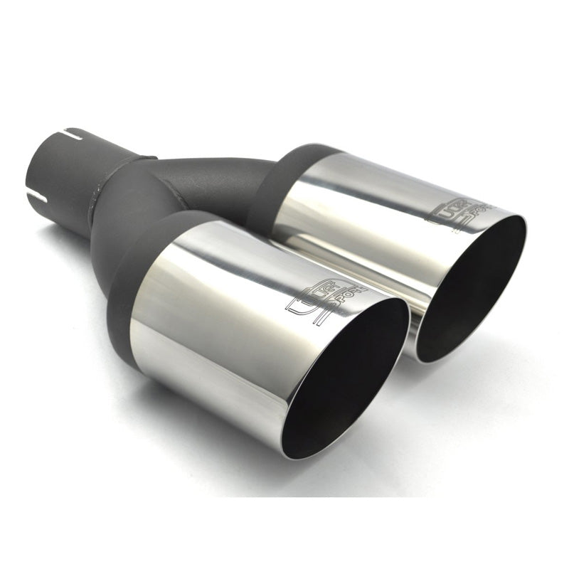 Ulter Sport, Tailpipe - Double Round Ø90mm Slanted - Length 290mm - Installation ->50mm - Inox