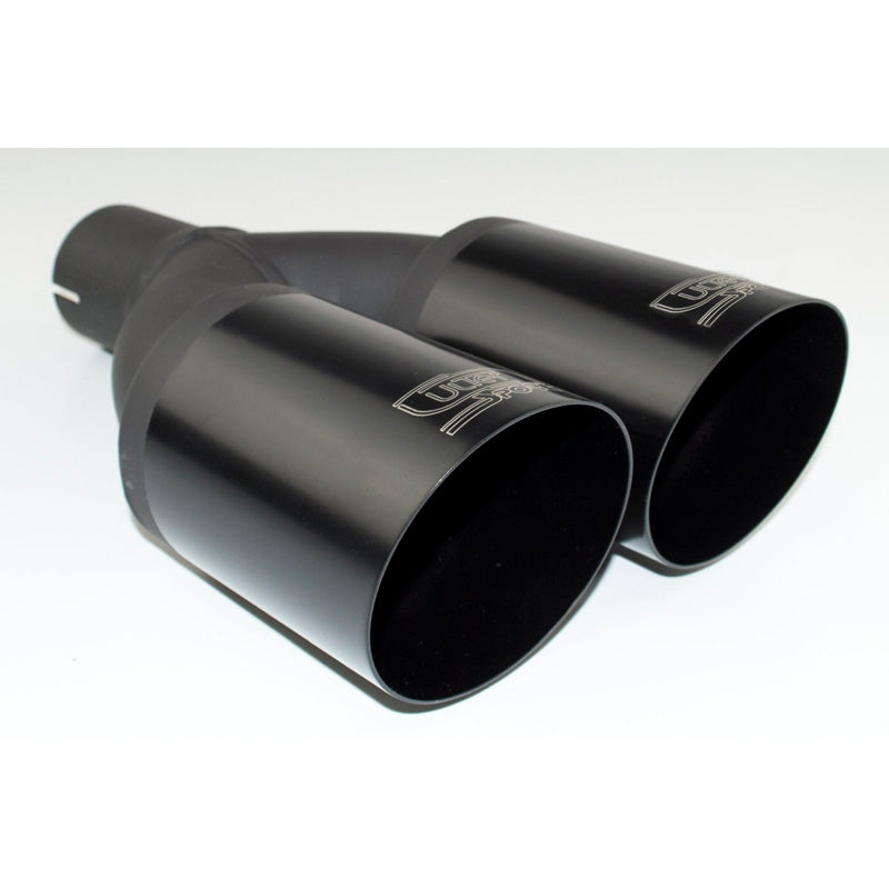 Ulter Sport, Exhaust Tip - Double Round Ø80mm Slanted - Length 280mm - Installation ->55mm - Black Inox
